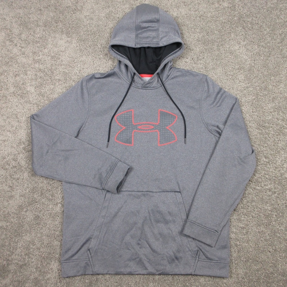 Under Armour Sweater Mens Large Gray‎ ColdGear Fleece Pullover Hoodie Sweatshirt